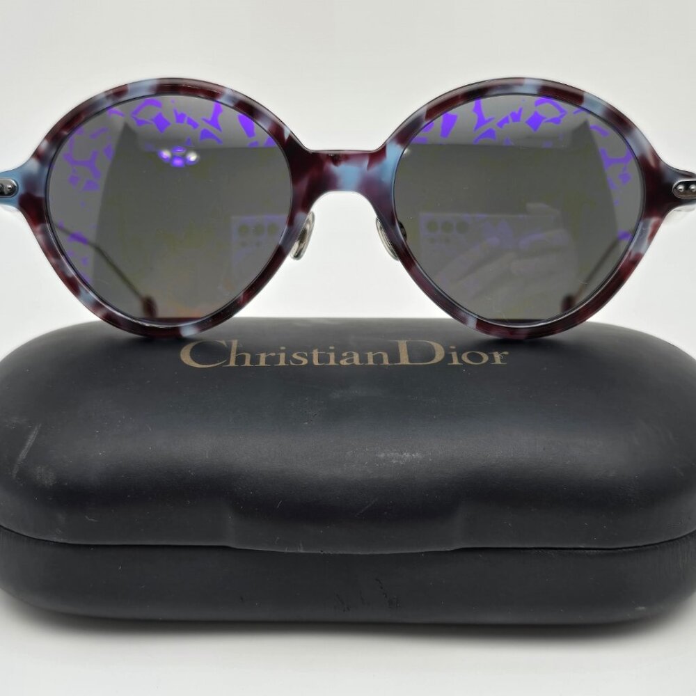 *SOLD* Christian Dior Umbrage Blue Tortoise Frame Purple Mirror Lens Sunglasses